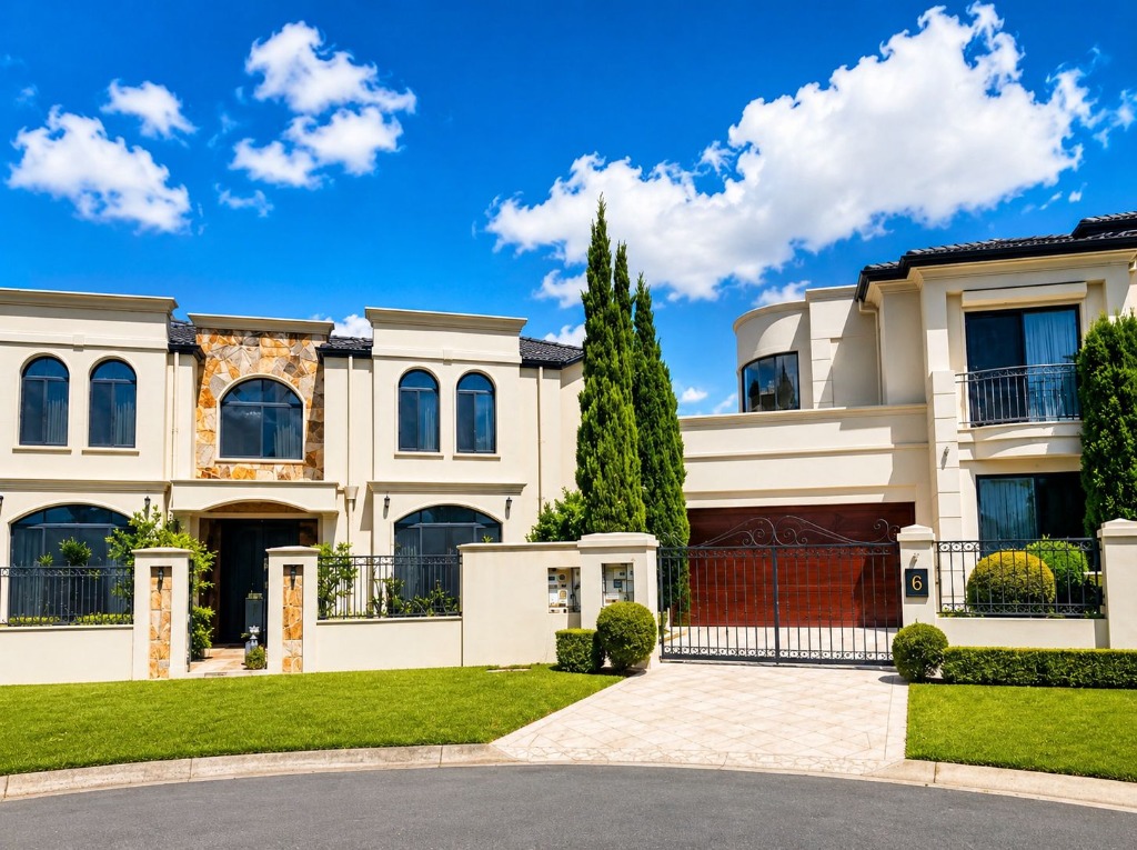 Mansion exterior after restoration - freshly repainted white modern facade